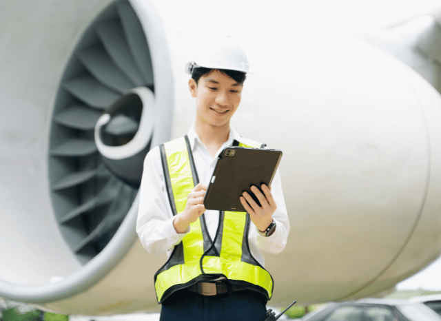 A professional in his workplace