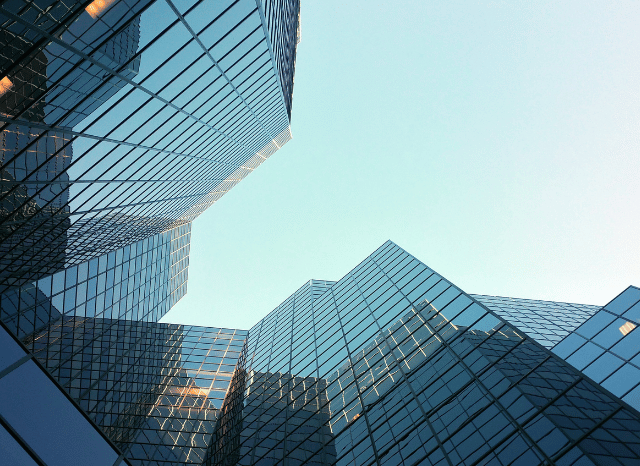 Palaces and skyscrapers view from below